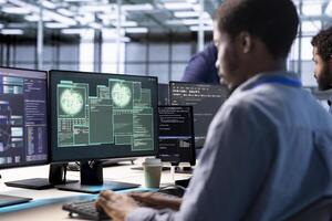 Cybersecurity expert responsible for monitoring, detecting and responding to security incidents affecting data center network. Engineer protecting company critical infrastructure from cyber threats photo