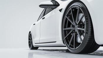 White Tesla with Black Wheels. photo