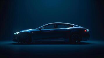 Tesla Model S in a Blue Studio Setting. photo