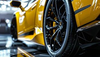 Yellow Lamborghini Closeup. photo
