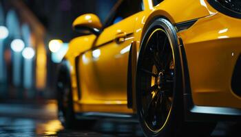 Yellow Sports Car in Urban Setting. photo