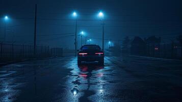 Nighttime Drive in a Misty City. photo