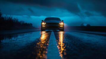 Mustang on a Rainy Night. photo