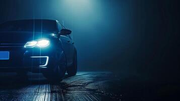 Car Headlights in the Fog. photo