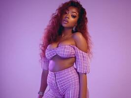 Woman in Purple Outfit. photo