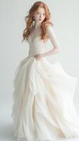 Elegant Bride in a White Gown. photo