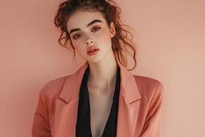 Portrait of a Woman in a Pink Blazer. photo