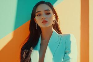 Portrait of a Woman with Blue Blazer. photo