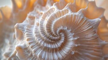 Close-up of a Seashell's Intricate Spiral. photo