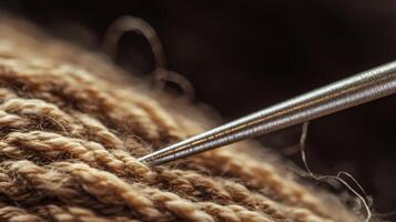 Closeup of a Knitting Needle. photo
