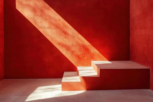luz de sol fundición oscuridad en rojo interior con sencillo cuadrado pasos foto