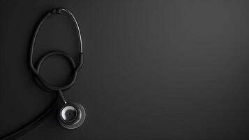 Stethoscope on a Dark Surface with a Minimalistic Design Showcasing Healthcare Instrument for Medical Professionals in a Modern Setting photo