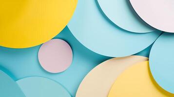 Vibrant Geometric Circles and Shapes in Soft Pastel Colors on a Light Blue Background, Perfect for Backgrounds, Textures, and Modern Design Projects photo