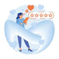 Customer feedback with a 5-star rating of the mobile app. vector