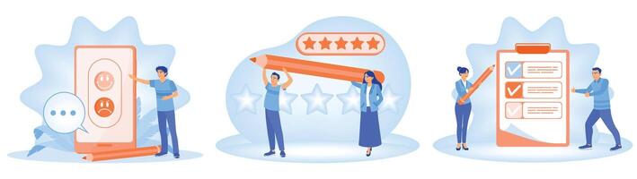 Illustration of feedback concept with rating, survey, and review elements. vector