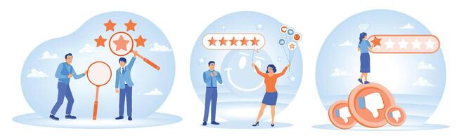 Evaluate customer feedback illustrating satisfaction ratings and reviews. vector
