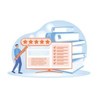 The concept of user experience by providing five-star feedback. vector