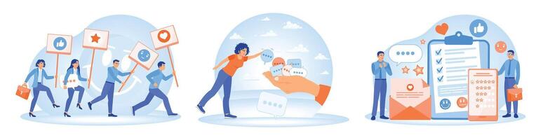 Customer feedback and satisfaction concept in modern digital communication. vector