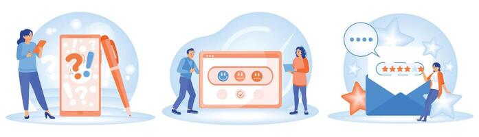 Representation of customer feedback using digital tools and interface surveys. vector