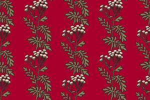 Abstract background seamless retro floral pattern illustration. Repeating botanical wildflowers in red colors. Graphic design for Print Wallpaper Cover Fabric Wrapping Wedding Greeting Card vector