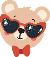 Valentines Teddy with Heart-Shaped Glasses vector