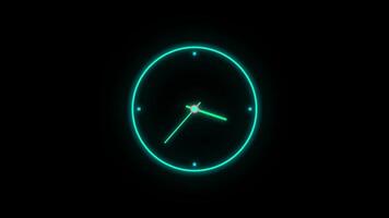 a clock animated with a green glow on the black background video