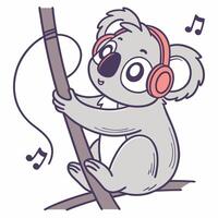 Charming Koala Enjoying Music in a Minimalist Look vector