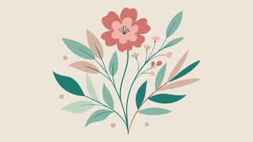 Antique Style Desaturated Botanical Illustration with Delicate Floral Patterns and Rustic Elegance vector