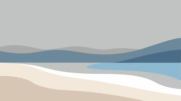 Tranquil Soft Beach View in Desaturated Colors Coastal Art vector