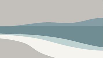 Desaturated Soft Beach Landscape with Gentle Waves Shoreline vector