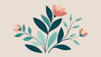 Timeless Desaturated Botanical Illustration with Muted Retro Design Elegant Floral vector