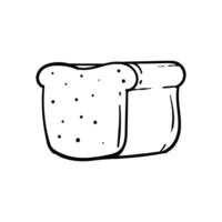 Simple Line Drawing of a Slice of Bread. Black and White Illustration vector