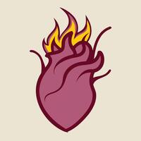 Fire in form of an abstract anatomic heart vector