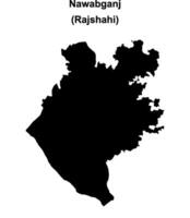 Nawabganj district blank outline map vector
