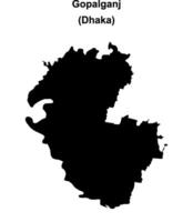 Gopalganj district blank outline map vector