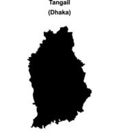 Tangail district blank outline map vector