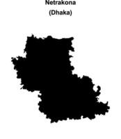 Netrakona district blank outline map vector