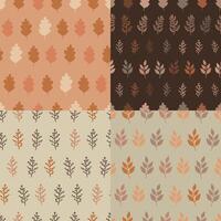 Set of stylized autumn patterns with leaves vector