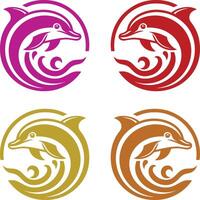 Retro Dolphin Leaping from Waves Symbolizing Energy and Ocean Connection vector