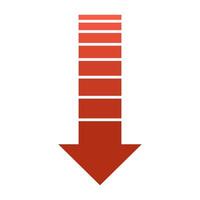 Red Down Arrow with Horizontal Stripes, crisis market collapse vector