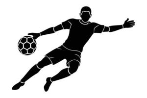 A soccer player in kick motion silhouette vector