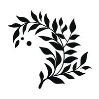 black and white silhouette of a branch with leaves illustration with hands vector