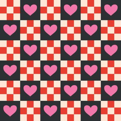 Retro pattern with love hearts