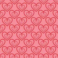PrintPink pattern with red linear hearts for Valentine's Day vector