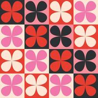 Retro seamless pattern with geometrical flowers vector
