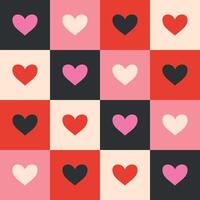 Geometrical retro pattern with hearts vector