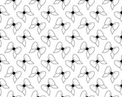 Bow doodle. Seamless pattern isolated on white background. Outline vector