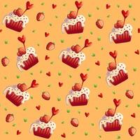 pattern featuring Red Velvet cupcakes vector