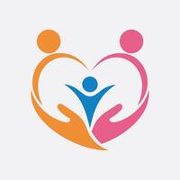 a family logo with two people holding hands in the shape of a heart vector