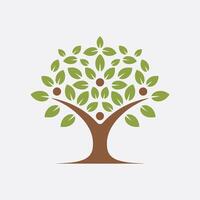 a tree with leaves and people on it vector
